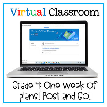 Preview of Virtual Classroom Grade 4: Full Week Digital Plans (Editable)