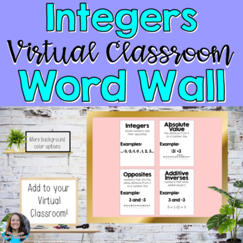 Preview of Virtual Classroom Integers Virtual Word Wall Posters