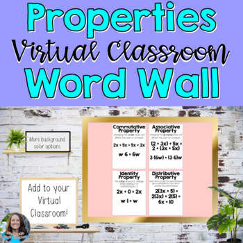 Preview of Virtual Classroom Math Properties Virtual Word Wall Posters