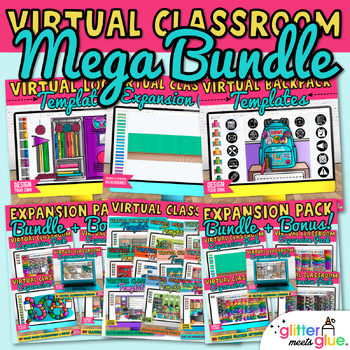 Preview of Virtual Classroom Mega Bundle: Backgrounds, Templates, Locker, Backpack, Images