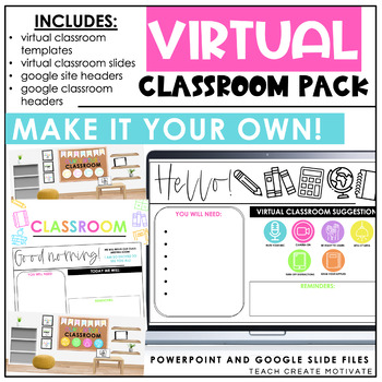 Preview of Virtual Classroom Pack - slides, classroom templates, Google Classroom™  headers