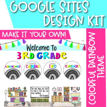 Preview of Virtual Classroom Package for Google Sites | Buttons, Slides, Banners | Website