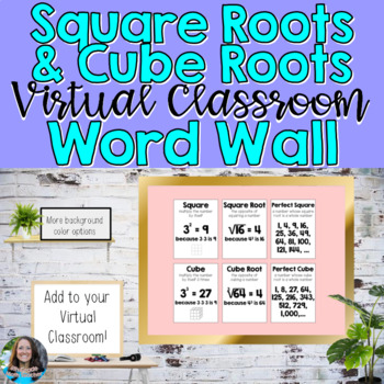 Preview of Virtual Classroom Square Roots & Cube Roots Virtual Word Wall Posters