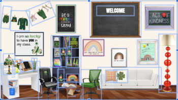 Preview of Virtual Classroom Template (ALL EDITABLE) St. Patrick's Day