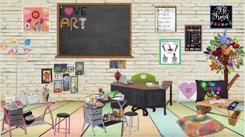 Preview of Virtual Classroom Template (Art Theme)