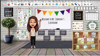Preview of Virtual Classroom Template- Farmhouse Style 