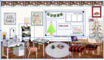 Preview of Virtual Classroom Template (Holiday/Winter) (ALL EDITABLE)