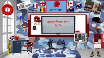 Preview of Remembrance Day/Memorial Day Virtual Classroom Template