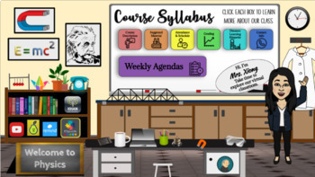 Preview of Virtual Classroom Template- Science/Physics (Editable)