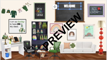 Preview of Virtual Classroom Template Template St. Patrick's Day