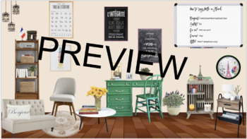 Preview of Virtual Classroom Template With Words (French)