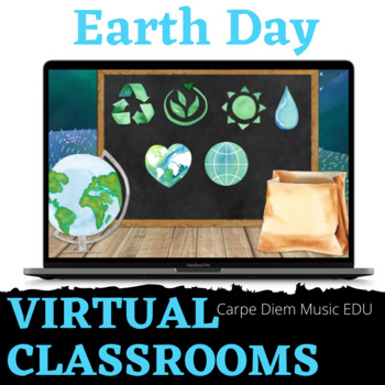 Preview of Virtual Classroom Templates & Backgrounds in Google Slides / Earth Day EDITION