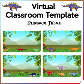 Preview of Virtual Classroom Templates Dinosaur Background