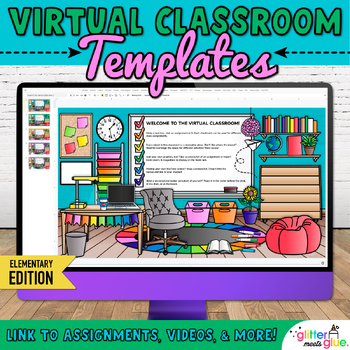 Preview of Virtual Classroom Backgrounds: Editable Digital Resource Google Slides Template