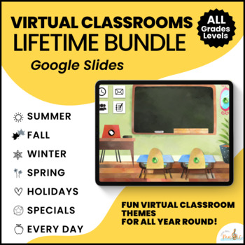 Preview of Virtual Classroom Templates & Backgrounds in Google Slides / Lifetime Bundle