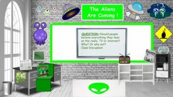 Preview of Virtual Classroom template Aliens are Coming- Halloween Distance Learning