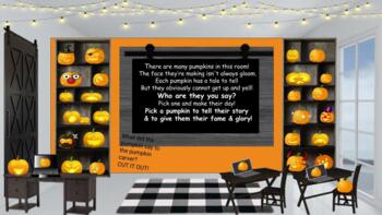 Preview of Virtual Classroom template Pick a Pumpkin Story Writing Activity Halloween