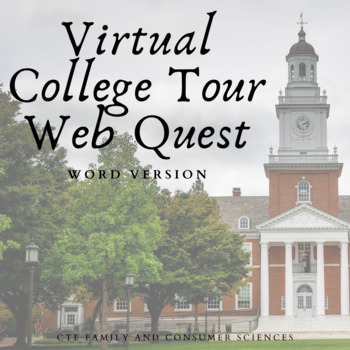 Preview of Virtual College Tour Web Quest (Word version)