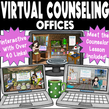 Preview of Virtual Counseling Office, Classroom, and Calming Corner Interactive Pre-linked
