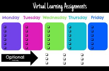 Preview of *EDITABLE* Virtual Distance Learning Assignment Menu