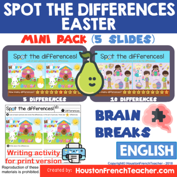 Preview of Virtual Easter Games | Digital Brain Breaks | Spot the differences