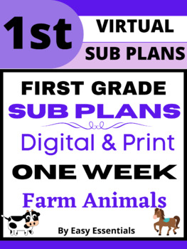 Preview of Virtual Emergency Sub Plans 1st Grade DIGITAL and PRINTABLE