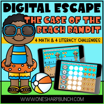 Preview of Digital End of the Year Countdown Beach Day Escape Room Activities & Centers