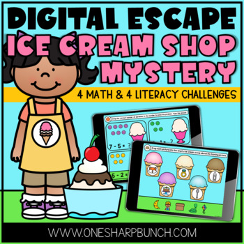Preview of Digital End of the Year Countdown Ice Cream Day Escape Room Activities & Centers