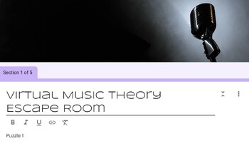 Preview of Virtual Escape Room: Expert | Music Theory | Google Form