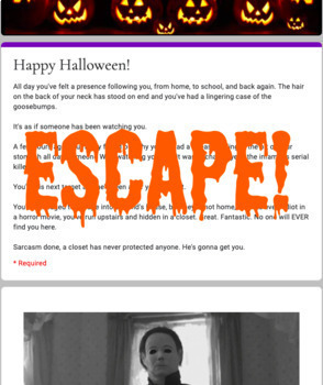 Preview of Virtual Escape Room (Halloween Themed Template)