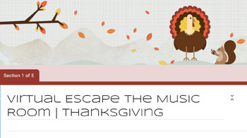 Preview of Virtual Escape the Music Room | Thanksgiving | Google Form