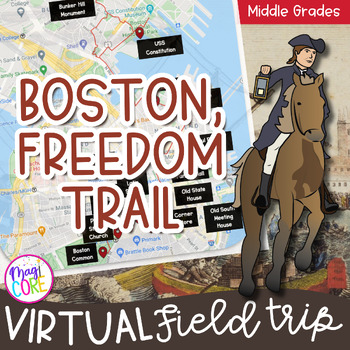 Preview of Virtual Field Trip Boston Freedom Trail Google Slides Seesaw Revolutionary War