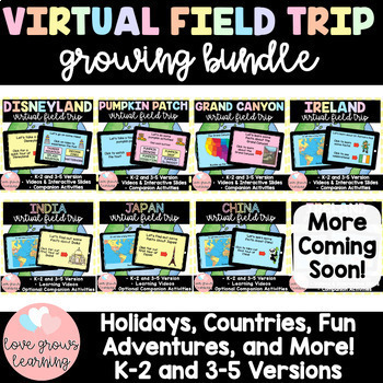 Preview of Virtual Field Trip Growing Bundle, Holidays, Countries, Video Lessons