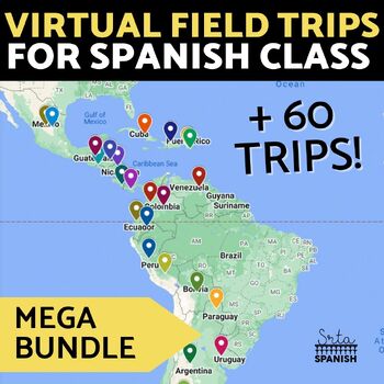 Preview of Virtual Field Trip Interactive Map Spanish Culture and Geography Activity BUNDLE