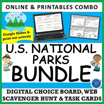 Preview of National Parks Activity Bundle | Virtual Field Trip Task Card Earth Day