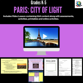 Preview of Virtual Field Trip to Paris, the City of Light for Grades K-5