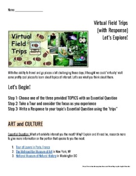 Preview of Virtual Field Trips for Students! Arts, World Travel and Science!