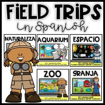 Preview of Field Trips in Spanish | Space y zoo | Viajes virtuales Fin de año