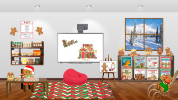 Preview of Virtual Gingerbread Man Christmas Classroom Template