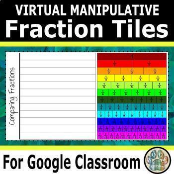 Preview of Virtual Google Slides Fraction Tiles / Fraction Strips Manipulative