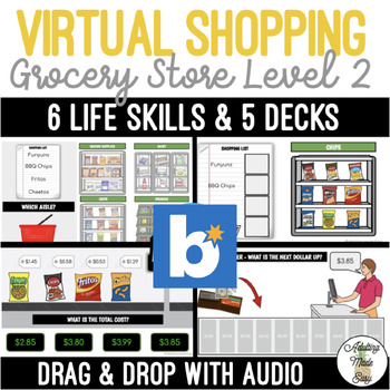 Preview of Virtual Grocery Shopping Level 2 Boom Cards SS
