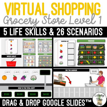 Preview of Virtual Grocery Shopping Level 1 Google Slides SS