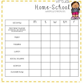Virtual Home-School Schedule & Checklist by We Learn and Teach | TpT