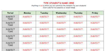 Preview of Virtual Hyperlinked Schedule for Online Learning (keeps kids organized).