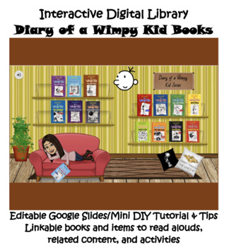 Preview of Virtual Interactive Digital Library Diary of a Wimpy Kid Series EDITABLE