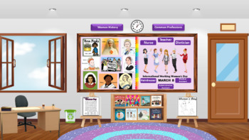 Preview of Virtual International Women's Day Classroom Template