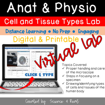 Preview of Anat & Physio - CELL & Tissue Types Virtual Lab/Simulation (Digital/Printable)
