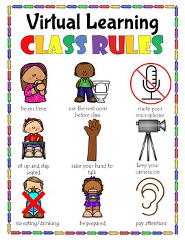 Preview of Virtual Learning Class Rules Poster