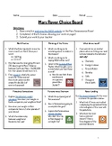 Virtual Learning Forces & Motion Choice Board - Mars Rover