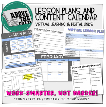 Preview of Virtual Learning - Lesson Plan and Content Calendar